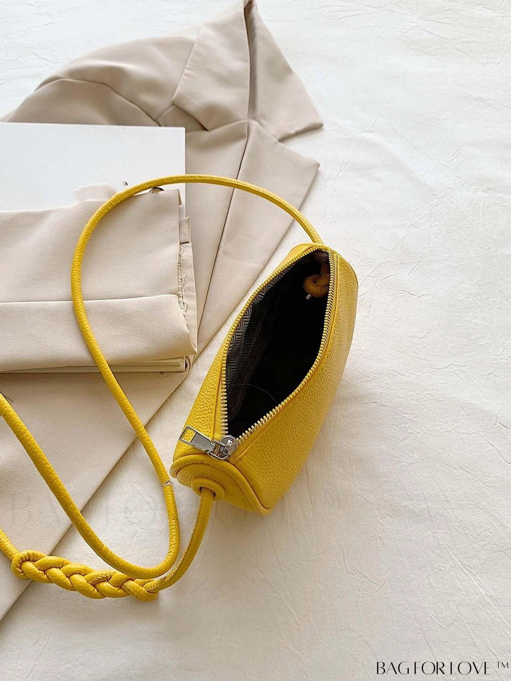 BagForLove - Compact Litchi Embossed Graphic Crossbody Bag in Mini Yellow