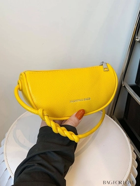 BagForLove - Compact Litchi Embossed Graphic Crossbody Bag in Mini Yellow