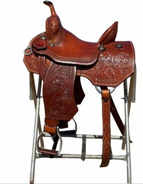 Barrel Racing Western Horse Saddle Wooden Tree Handmade Premium Leather Comfort Horse Trail Equestrian Tooled Carved Horse Riding Saddle Size: 10"-18 inches Seat Available, AF13