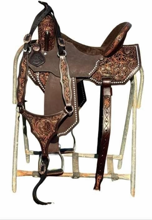 Barrel Racing Western Wooden Tree Horse Saddles Handmade Premium Leather Comfort Horses Trail Equestrian Tooled Carved Horse Saddle Riding Size: 10-18 inches Seat, KT04