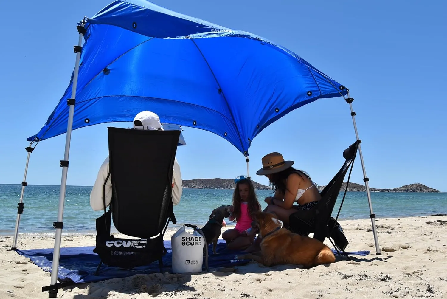 Basecamp Pop up Beach Tent Sun Shelter | 9.5x6.5 Ft Beach Cabana, Portable Sun Shade Canopy, Outdoor Camping Canopy, Beach, Picnic, Backyard, Pool | Converts to Hammocks, Sand Anchors