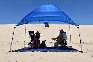 Basecamp Pop up Beach Tent Sun Shelter | 9.5x6.5 Ft Beach Cabana, Portable Sun Shade Canopy, Outdoor Camping Canopy, Beach, Picnic, Backyard, Pool | Converts to Hammocks, Sand Anchors