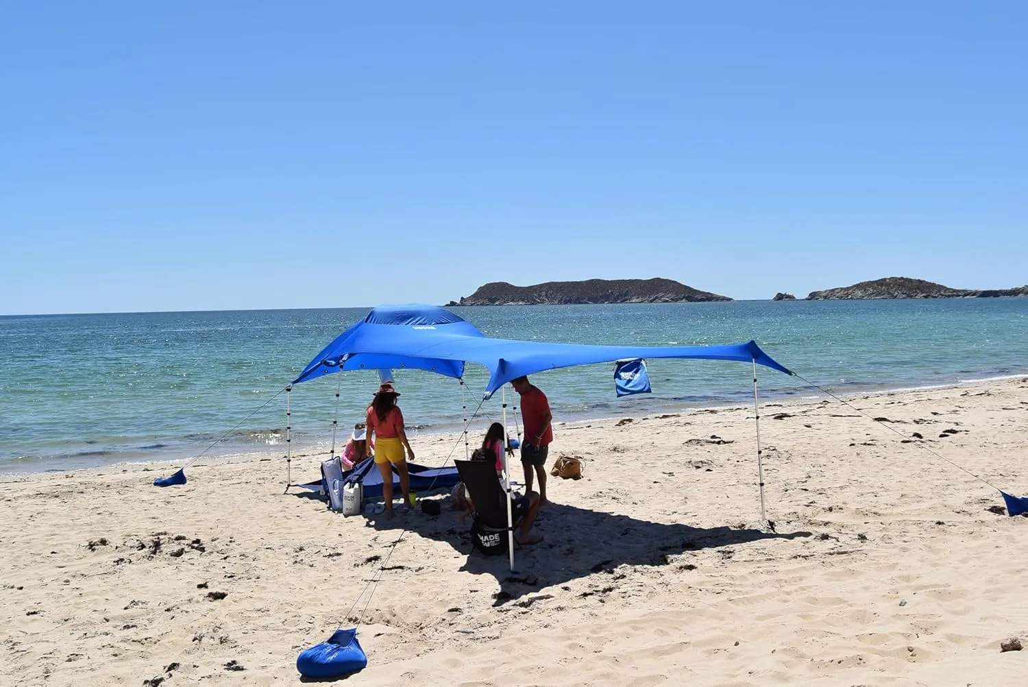Basecamp Pop up Beach Tent Sun Shelter | 9.5x6.5 Ft Beach Cabana, Portable Sun Shade Canopy, Outdoor Camping Canopy, Beach, Picnic, Backyard, Pool | Converts to Hammocks, Sand Anchors