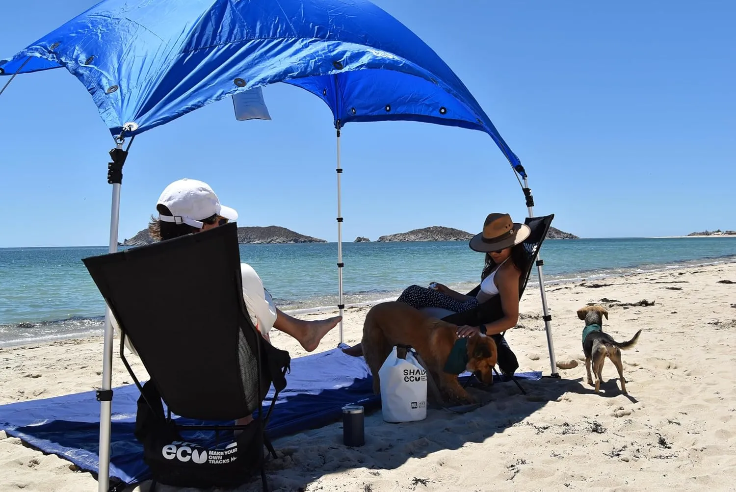 Basecamp Pop up Beach Tent Sun Shelter | 9.5x6.5 Ft Beach Cabana, Portable Sun Shade Canopy, Outdoor Camping Canopy, Beach, Picnic, Backyard, Pool | Converts to Hammocks, Sand Anchors
