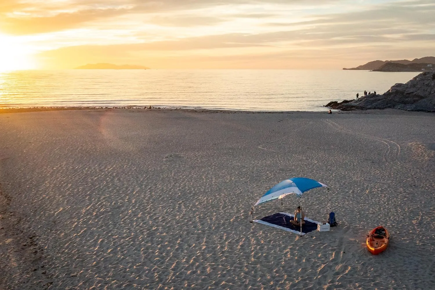 Basecamp Pop up Beach Tent Sun Shelter | 9.5x6.5 Ft Beach Cabana, Portable Sun Shade Canopy, Outdoor Camping Canopy, Beach, Picnic, Backyard, Pool | Converts to Hammocks, Sand Anchors