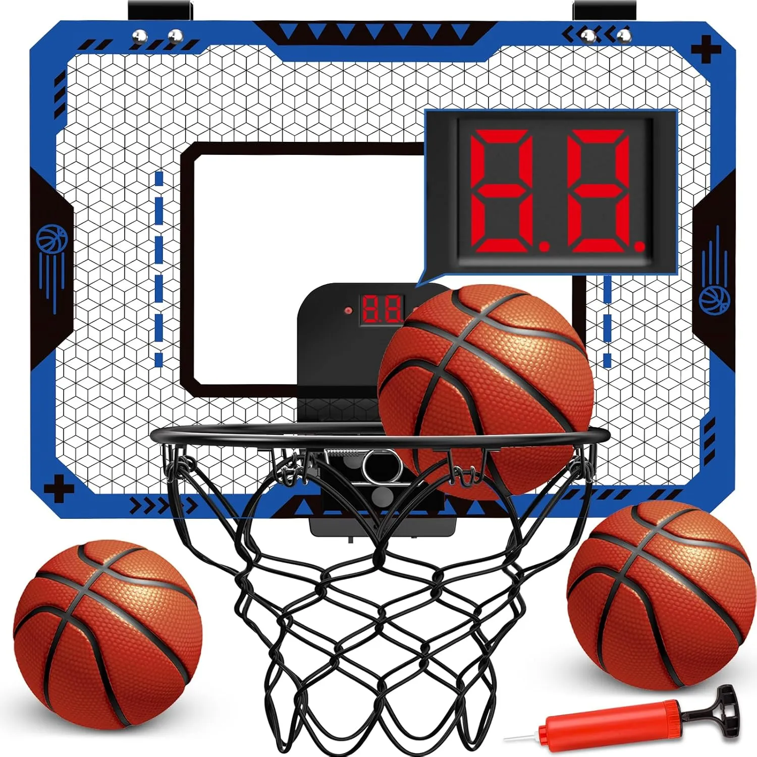 Basketball Hoop Indoor for 5 6 7 8 9 10  Year Old Boys Kids, Mini Basketball Hoop with Electronic Scoreboard Over The Door, Birthday Gift Sport Toys