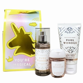 Bath and Body Work PURE WONDER You're Magical Mini Gift Bag Set - Fragrance Mist - Body Cream and Hand Gel - Travel Size, white