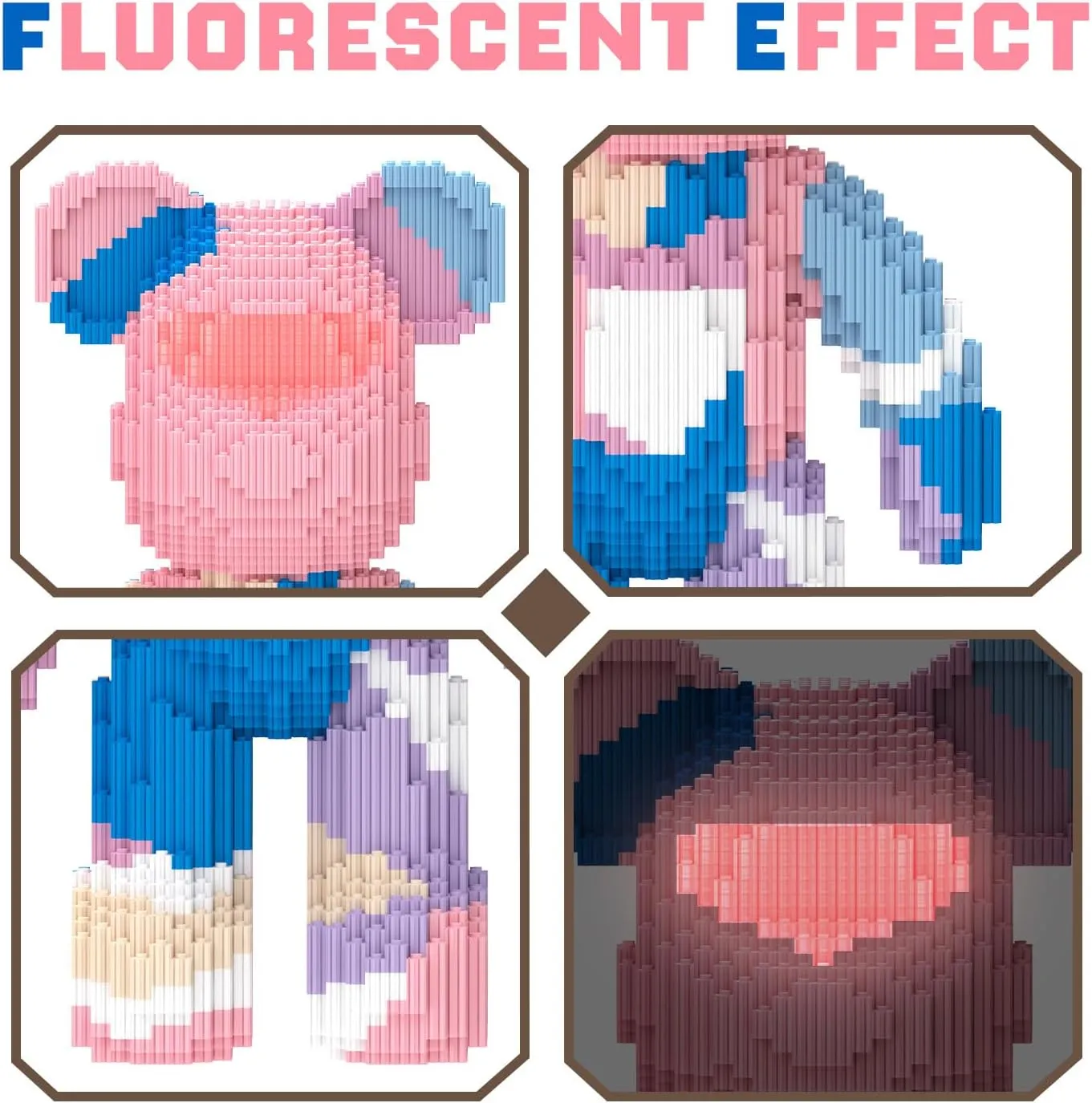 Bear Building Blocks (4500PCS) | 700% Bear Display Model | Micro 3D Animal Building Blocks | Fluorescence Design for Adults & Kids | Idea for Home & Office Decor |3D Instruction