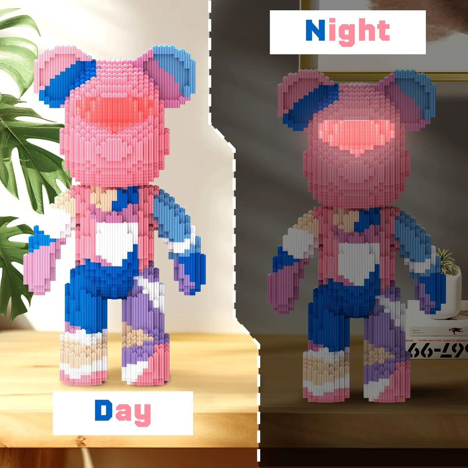 Bear Building Blocks (4500PCS) | 700% Bear Display Model | Micro 3D Animal Building Blocks | Fluorescence Design for Adults & Kids | Idea for Home & Office Decor |3D Instruction