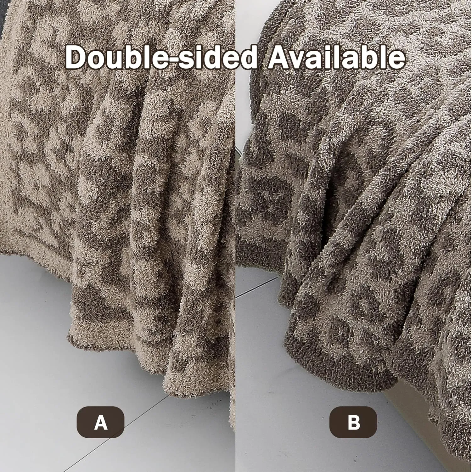 bearberry Fuzzy Leopard Knitted Throw Blanket Soft Cozy Warm Microfiber Blanket for Couch Sofa Bed Travel (Linen/Warm Gray, 50"x60")