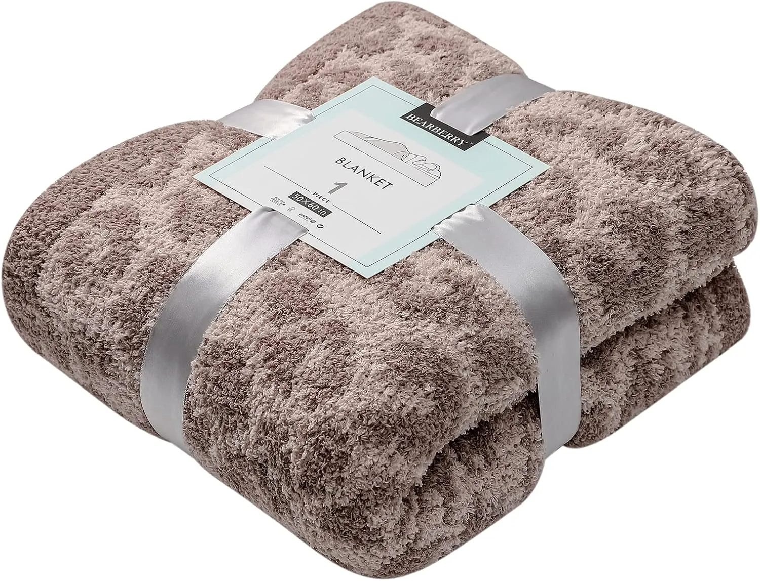 bearberry Fuzzy Leopard Knitted Throw Blanket Soft Cozy Warm Microfiber Blanket for Couch Sofa Bed Travel (Linen/Warm Gray, 50"x60")