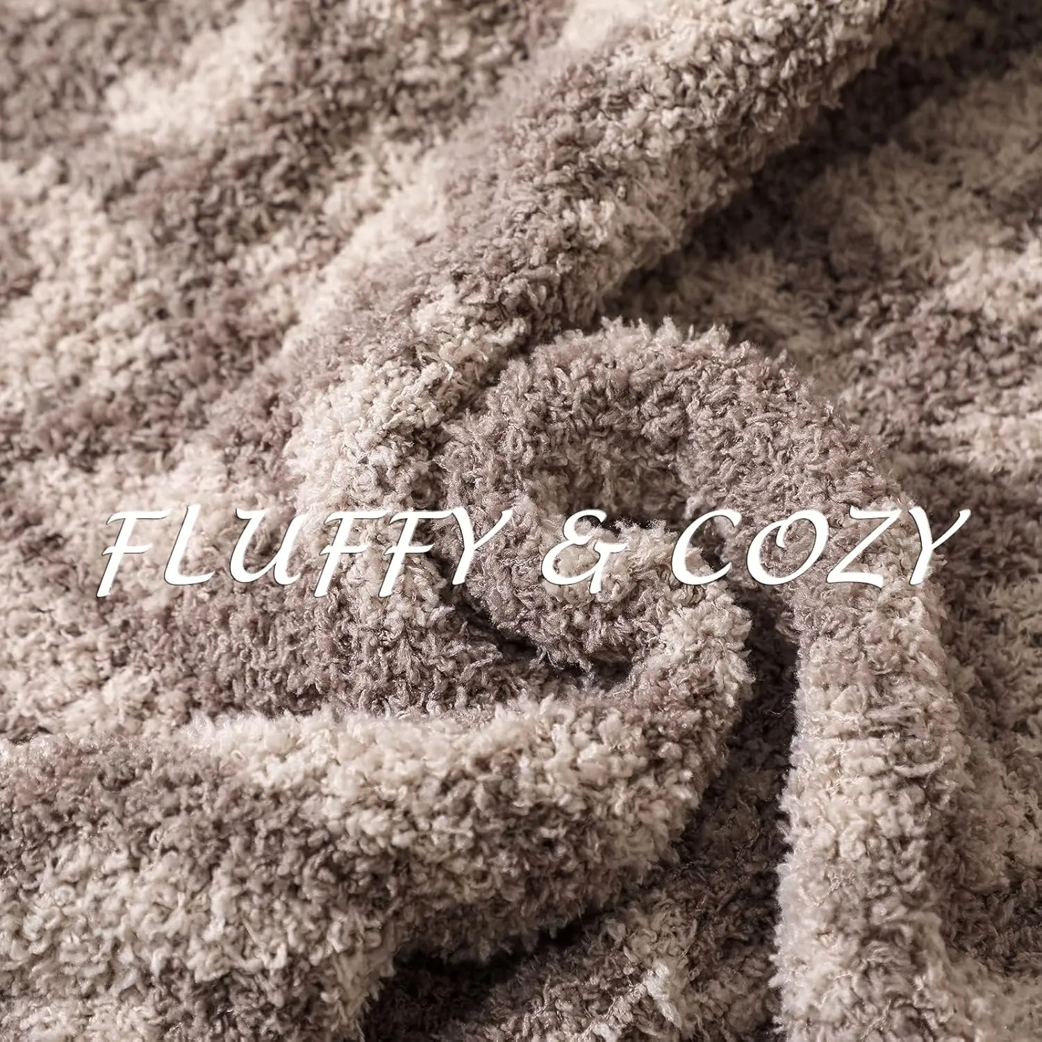 bearberry Fuzzy Leopard Knitted Throw Blanket Soft Cozy Warm Microfiber Blanket for Couch Sofa Bed Travel (Linen/Warm Gray, 50"x60")