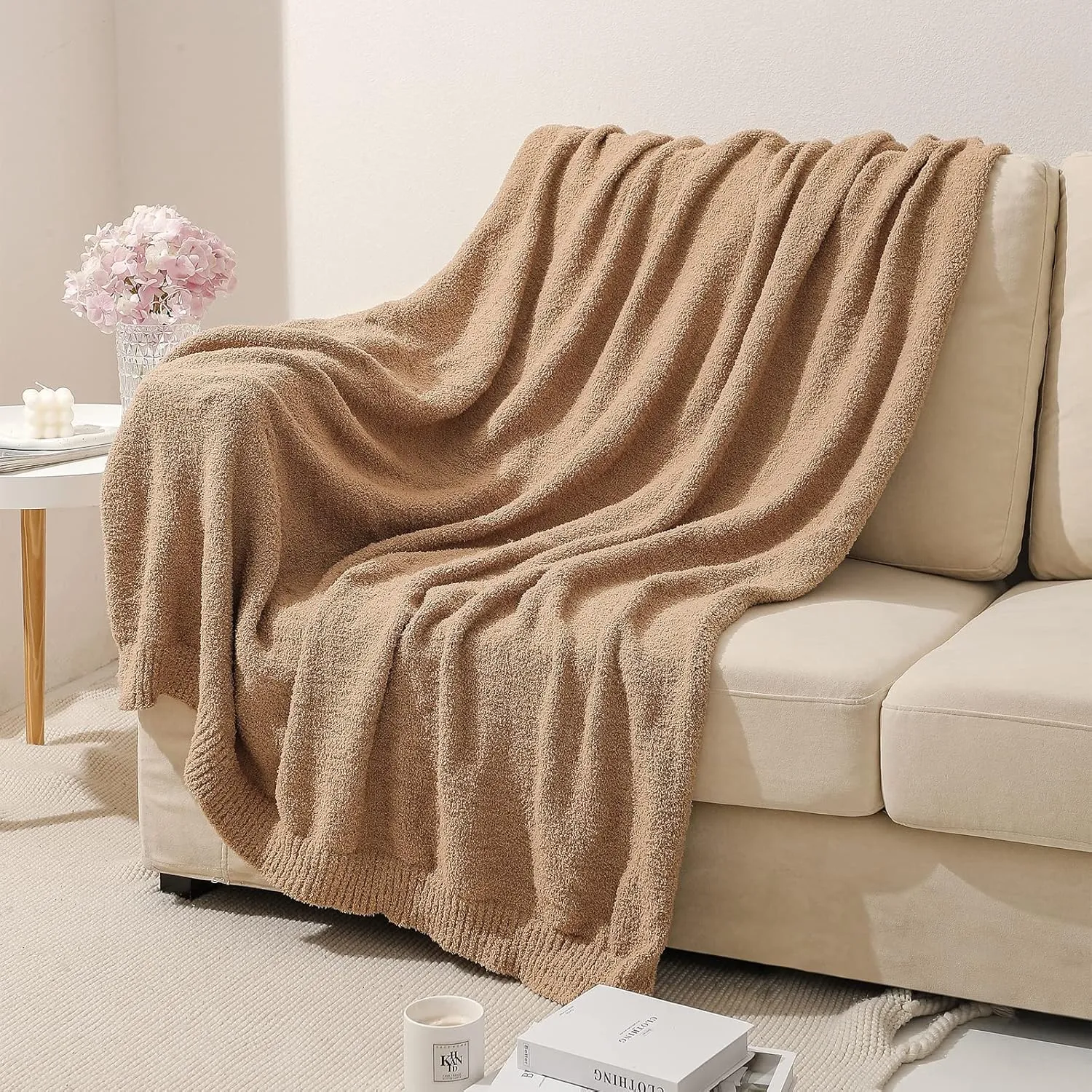 bearberry Super Soft Fluffy Throw Blanket Lightweight Cozy Warm Throw Blankets for Couch Bed Sofa All Season (Camel, 50”x60”)
