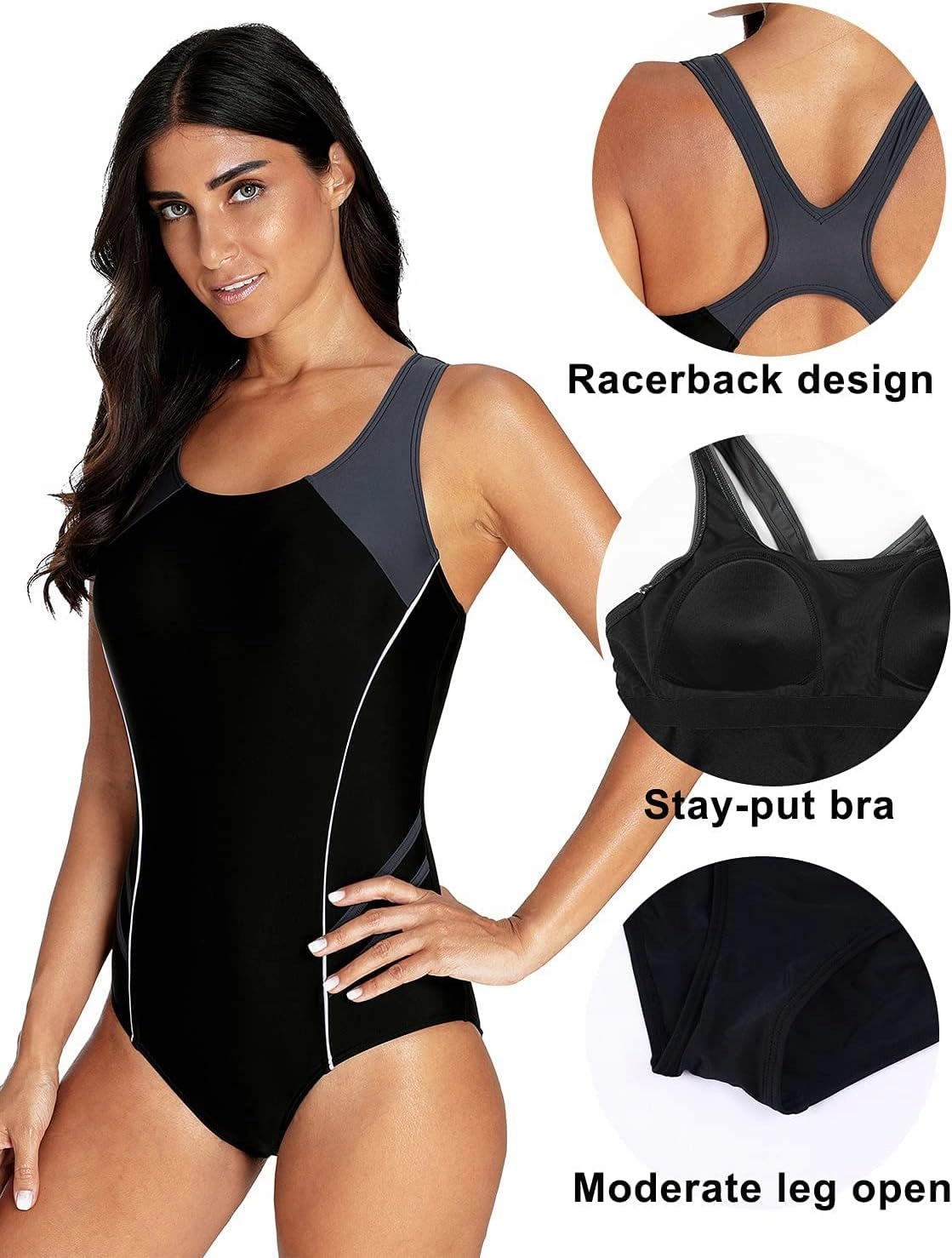 beautyin Women One Piece Athletic Lap Swimming Competition Racing Swimsuit