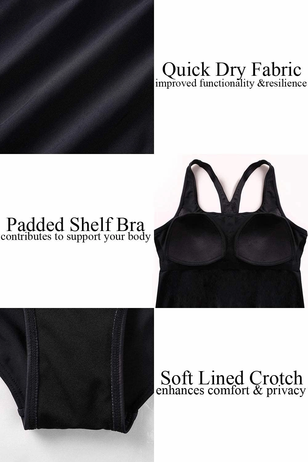 beautyin Women One Piece Athletic Lap Swimming Competition Racing Swimsuit