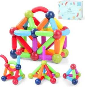 BEBOAN 68pcs Magnetic Building Blocks Stem Toy for Kids Toddlers Ages 3-5/4-8 Boys & Girls, Preschool Educational Learning Classroom Must Haves Magnet Sticks and Balls Toys Gift Set