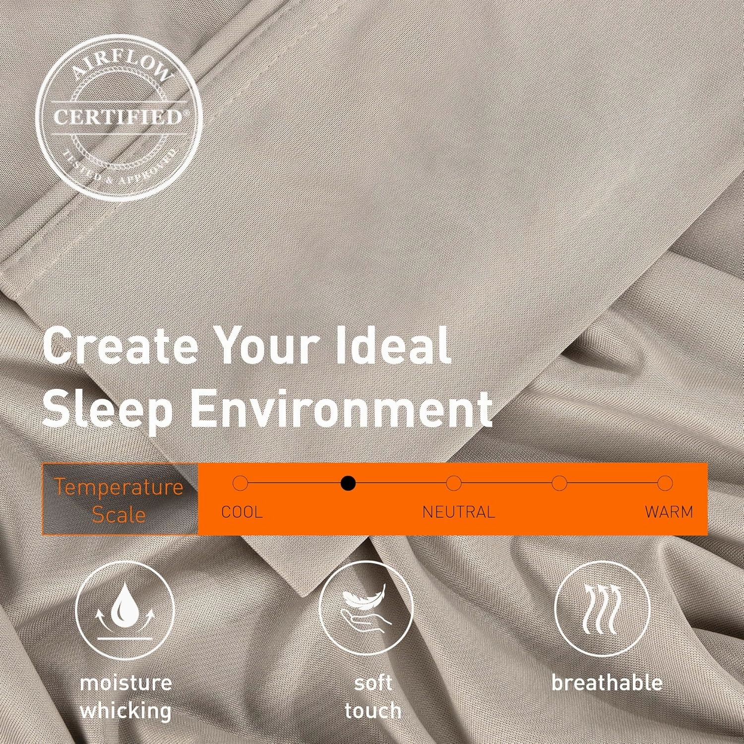 Bedgear Dri-Tec Queen Size Bed Sheet Set - Moisture-Wicking and Cooling Sheet Set - Temperature Regulating - Deep Pocket Fitted and Flat Sheets - Adjustable Base Friendly - Medium Beige