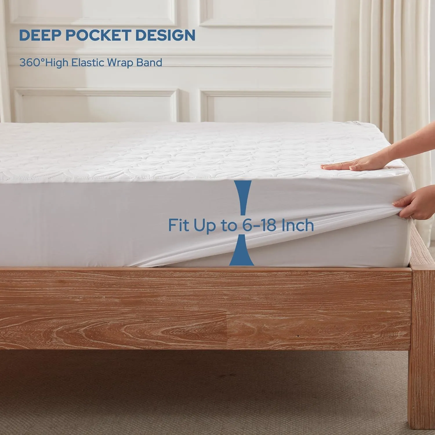 BEDLORE 2 Pack Waterproof Mattress Protector, King Size Mattress Pad with Deep Pocket 6"-18" Depth, Soft Breathable Bed Mattress Cover for Bedroom, College Dorm (White)