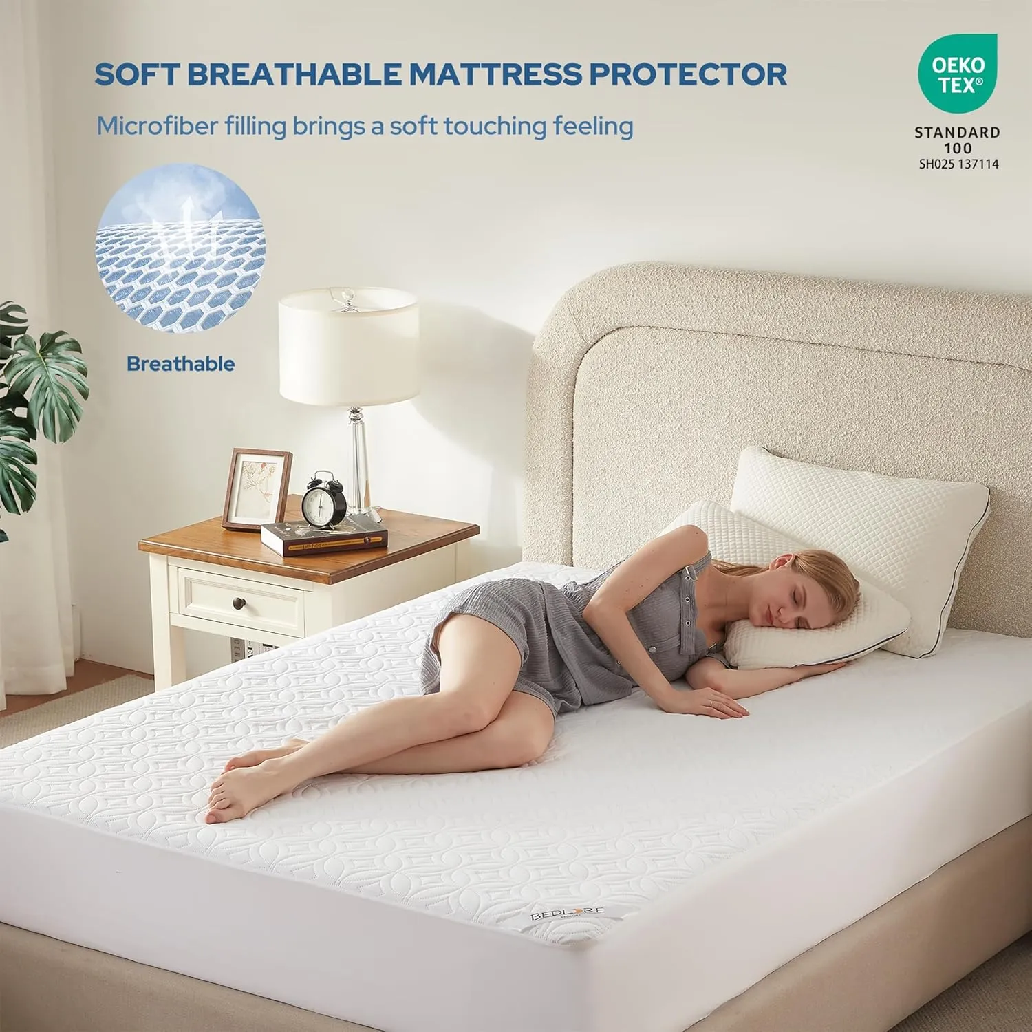 BEDLORE 2 Pack Waterproof Mattress Protector, King Size Mattress Pad with Deep Pocket 6"-18" Depth, Soft Breathable Bed Mattress Cover for Bedroom, College Dorm (White)