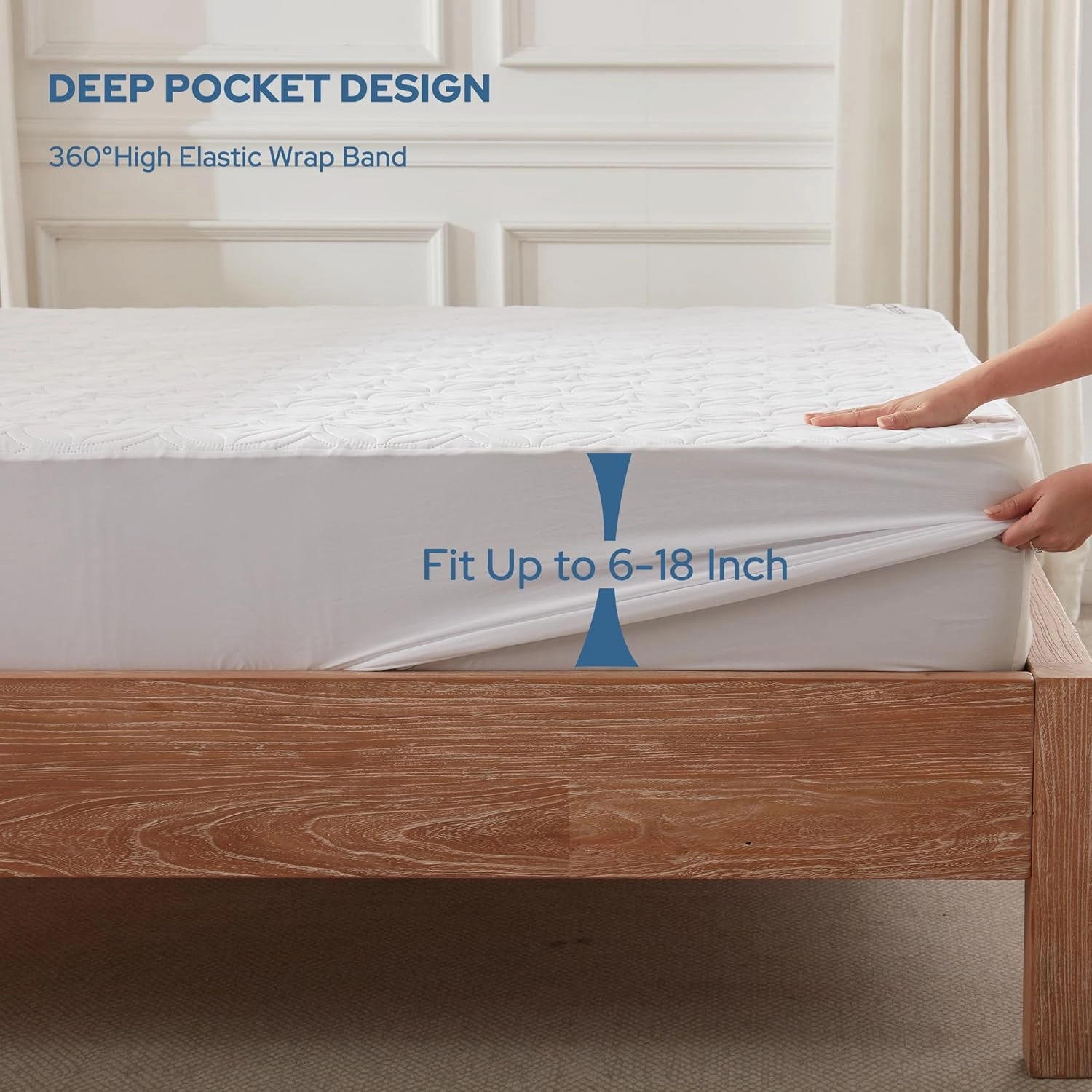 BEDLORE 2 Pack Waterproof Mattress Protector, Queen Size Mattress Pad with Deep Pocket 6"-18" Depth, Soft Breathable Bed Mattress Cover for Bedroom, College Dorm (White)