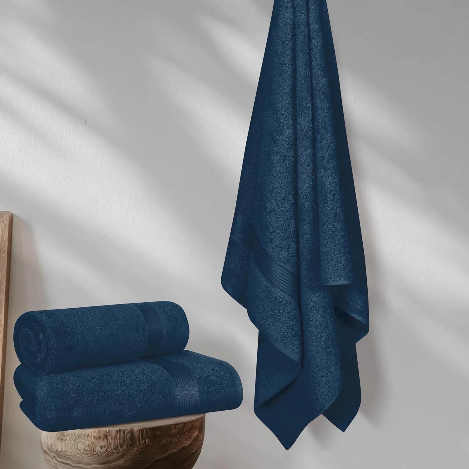 Belizzi Home Cotton 2 Pack Oversized Bath Towel Set 28x55 inches, Large Bath Towels, Ultra Absorbant Compact Quickdry & Lightweight Towel, Ideal for Gym Travel Camp Pool - Mineral Blue