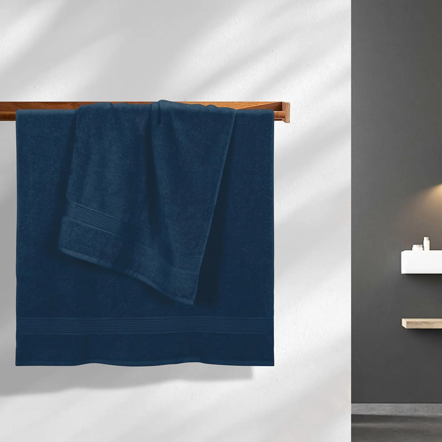 Belizzi Home Cotton 2 Pack Oversized Bath Towel Set 28x55 inches, Large Bath Towels, Ultra Absorbant Compact Quickdry & Lightweight Towel, Ideal for Gym Travel Camp Pool - Mineral Blue