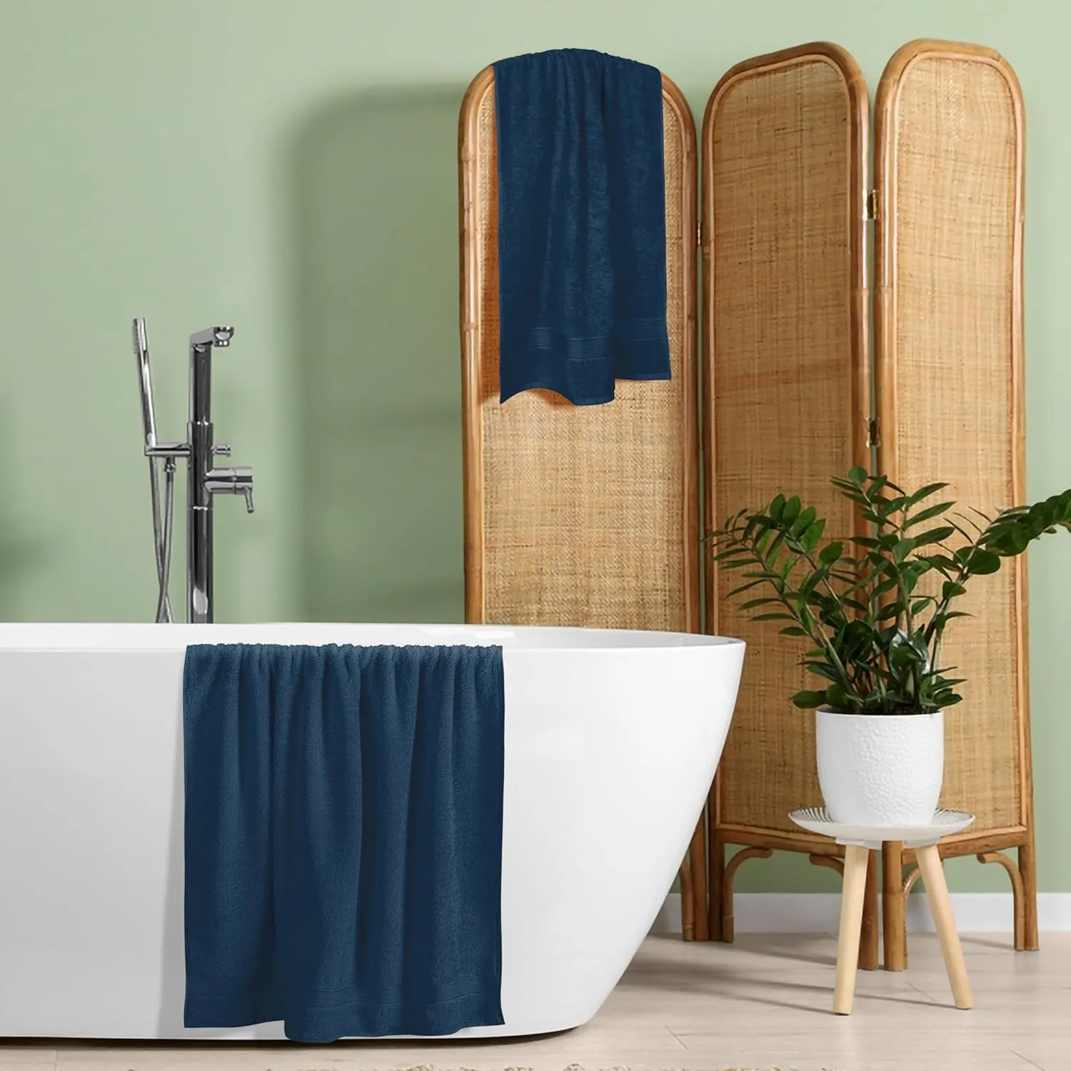 Belizzi Home Cotton 2 Pack Oversized Bath Towel Set 28x55 inches, Large Bath Towels, Ultra Absorbant Compact Quickdry & Lightweight Towel, Ideal for Gym Travel Camp Pool - Mineral Blue