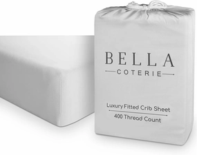 Bella Coterie Luxury Bamboo Crib Sheet | Organically Grown | Ultra Soft | Cooling for Better Sleep | Deep Pocket Fitted Sheet for Crib & Toddler Mattress | Viscose Made from Bamboo [Grey Mist]