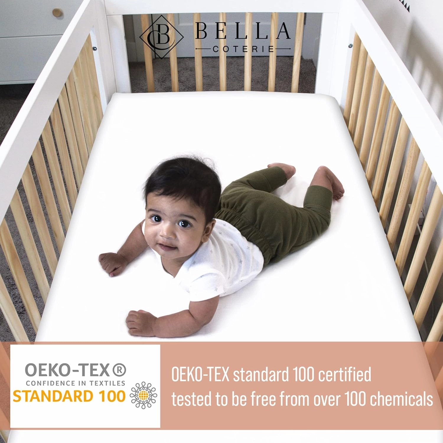 Bella Coterie Luxury Bamboo Crib Sheet | Organically Grown | Ultra Soft | Cooling for Better Sleep | Deep Pocket Fitted Sheet for Crib & Toddler Mattress | Viscose Made from Bamboo [Grey Mist]