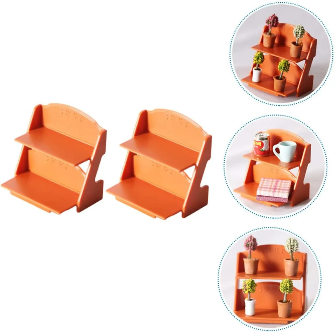 BESPORTBLE 2sets Dollhouse Accessories Set Mini Flower Stand Shelves for Room Decor 2pcs*2