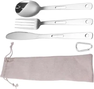 BESPORTBLE 5pc Portable Camping Cutlery Set Stainless Steel Silverware for Outdoor Travel Picnic