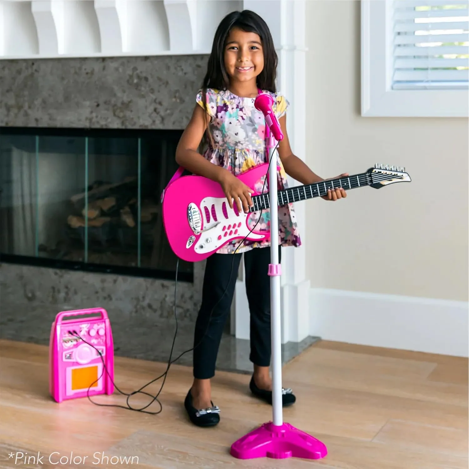 Best Choice Products Kids Electric Musical Guitar Play Set, Toy Guitar Starter Kit Bundle w/ 6 Demo Songs, Whammy Bar, Microphone, Amp, AUX, 2 Sticker Sheets - Black