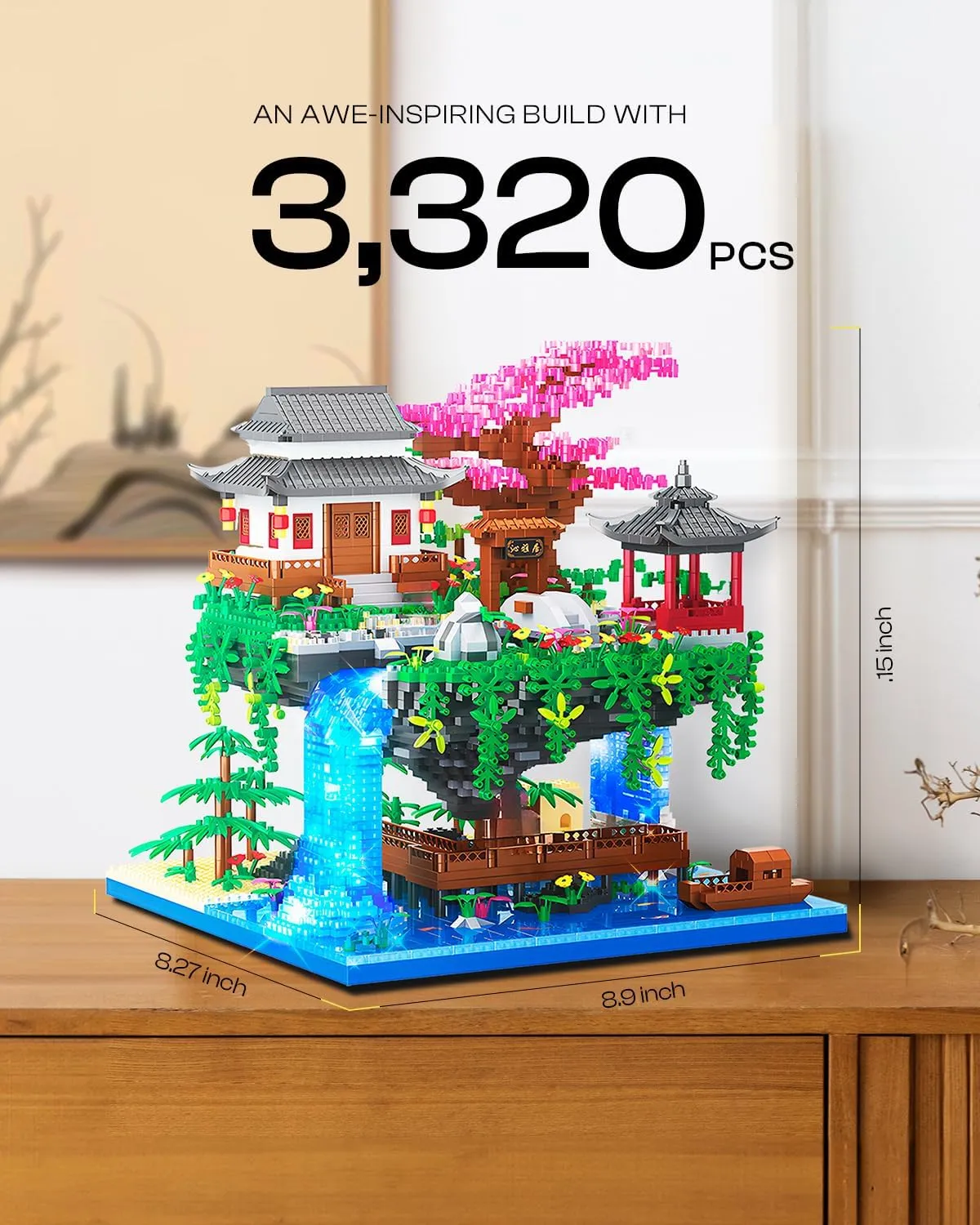 Big Bonsai Flowers Tree Architecture Set for Boys 8-14 Lighting Japanese Cherry Blossom Tree House Building Kit with Box for Adults Toys for Boys/Girls Age 8-12, 2.5mm MICROPARTICLE