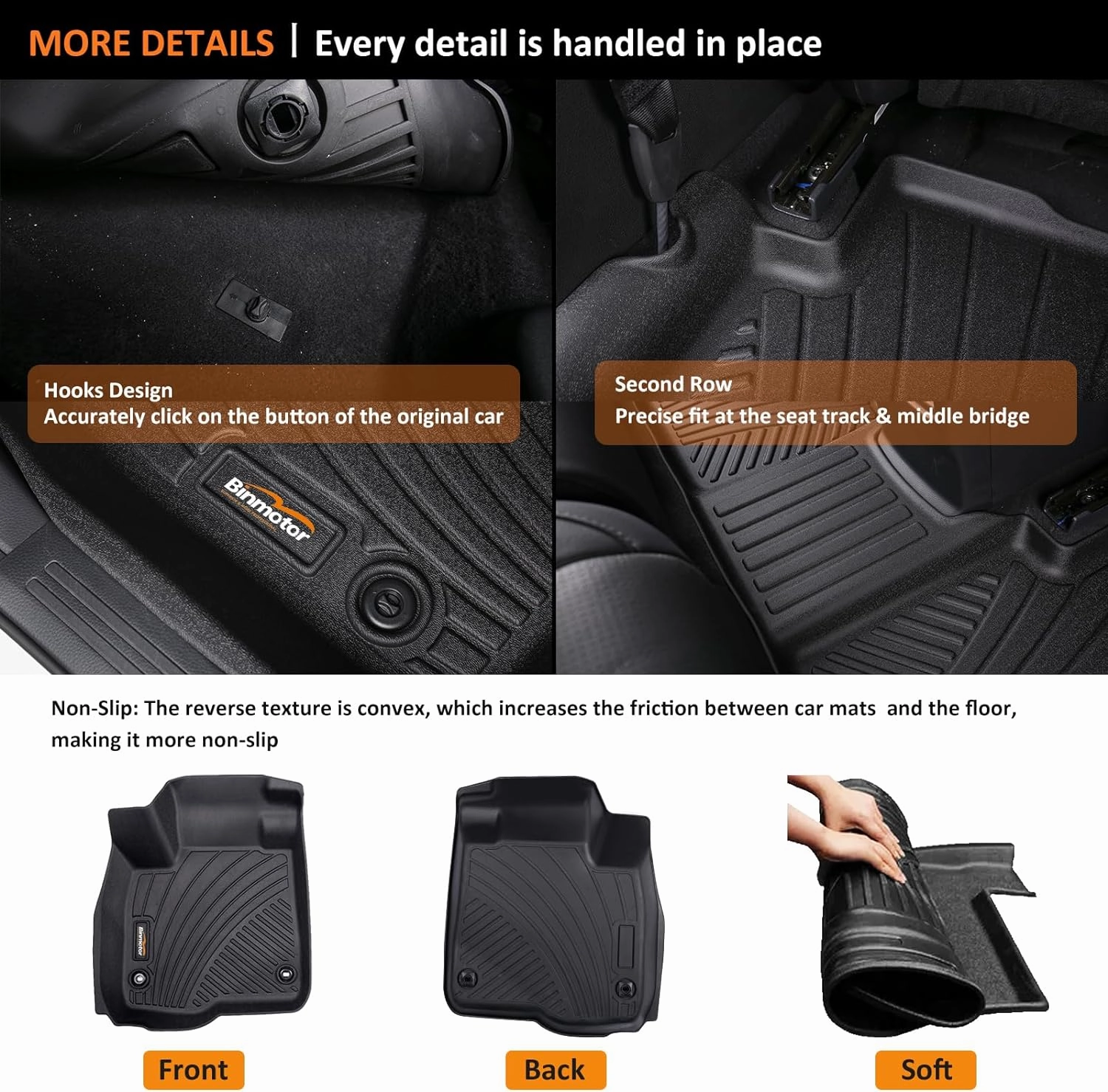 Binmotor-Floor Mats with Cargo Liner for Hyundai Tucson 2022-2025(Only for Gas Models), Tucson All Weather Car Floor Mats, Cargo Mat Rubber Liners Accessories for Hyundai Tucson Petrol Models