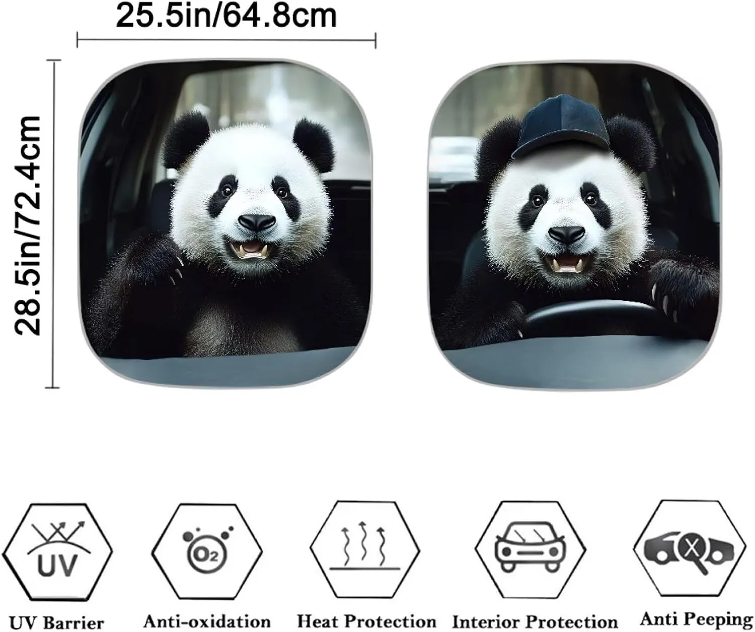 Biyejit Driving Panda Car Windshield Sunshade Sun Shades Easy Setup Car Sun Visor Blocks Max UV Rays Keeps Vehicle Cool Fit Most Sedan SUV Vans
