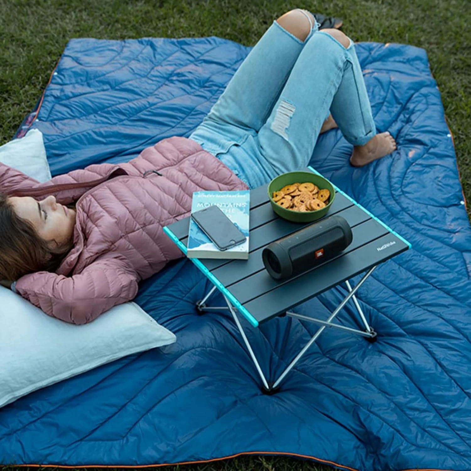 BK&MF Aluminum Outdoor Folding Camping Table,Portable Ultralight Picnic Camping Table Compact Small Travel Table with Carry Bag for Camp, Cooking Hiking,B,41x35x29cm(16x14x11inch)