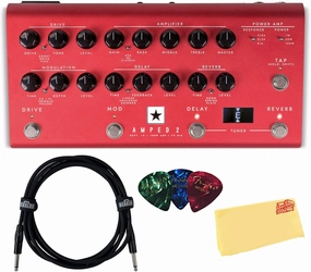 Blackstar Dept. 10 Amped2 100 Watt Electric Guitar Amplifier and Effects Pedal Bundle with Guitar Cable, Picks, and Austin Bazaar Polishing Cloth