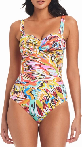Bleu Rod Beattie Break The Mold Shirred Underwire One-Piece 14, Multi