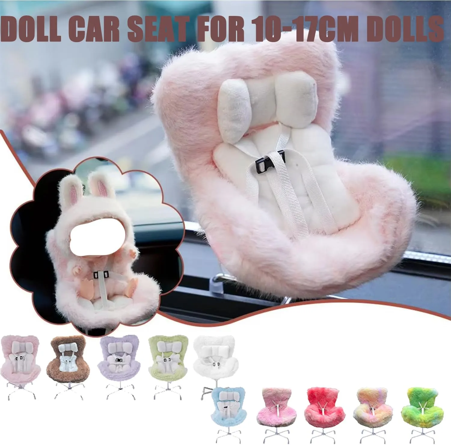 Blind Box Doll Car Seat for Dolls with Soft Furry Cushion,Car Plush Doll Sofa,Display Dolls,Protect Dolls,w/h Air Vent Clip and Desktop Stand,for 10-17cm Dolls (Red Camouflage)