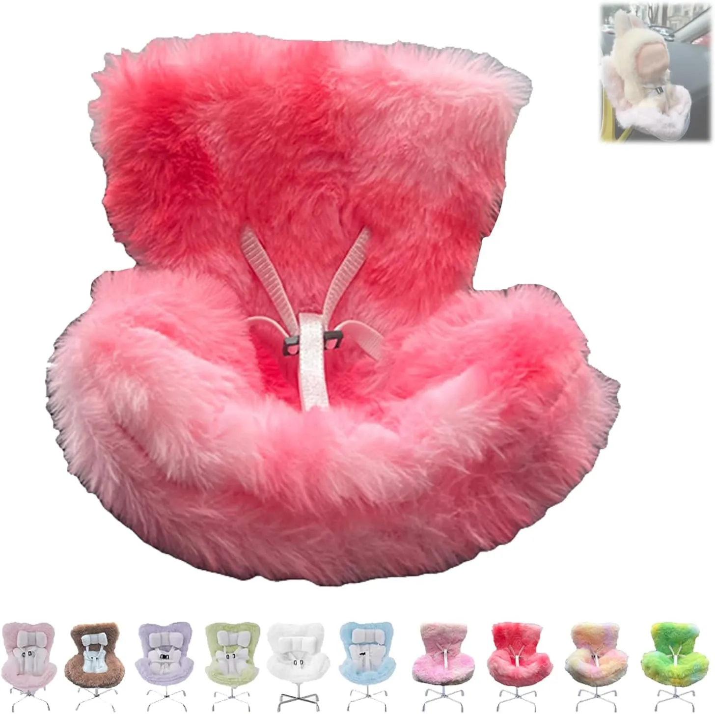 Blind Box Doll Car Seat for Dolls with Soft Furry Cushion,Car Plush Doll Sofa,Display Dolls,Protect Dolls,w/h Air Vent Clip and Desktop Stand,for 10-17cm Dolls (Red Camouflage)