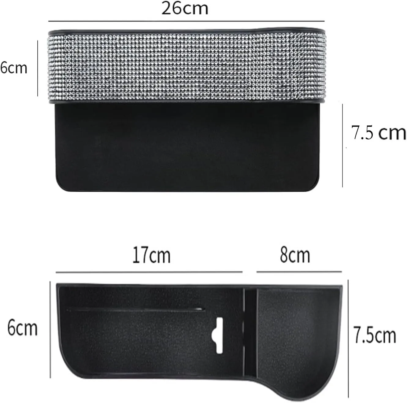 Bling Bling Car Seat Gap Filler, Car Seat Console Pockets Organizer Caddy Catcher, Crystal Auto Console Side Pouchs for Cellphone Wallet Coin Key Credit Card (Driver side (1 PC))