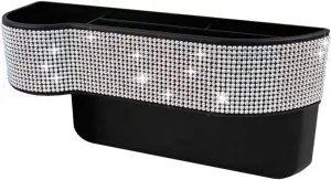 Bling Bling Car Seat Gap Filler, Car Seat Console Pockets Organizer Caddy Catcher, Crystal Auto Console Side Pouchs for Cellphone Wallet Coin Key Credit Card (Driver side (1 PC))