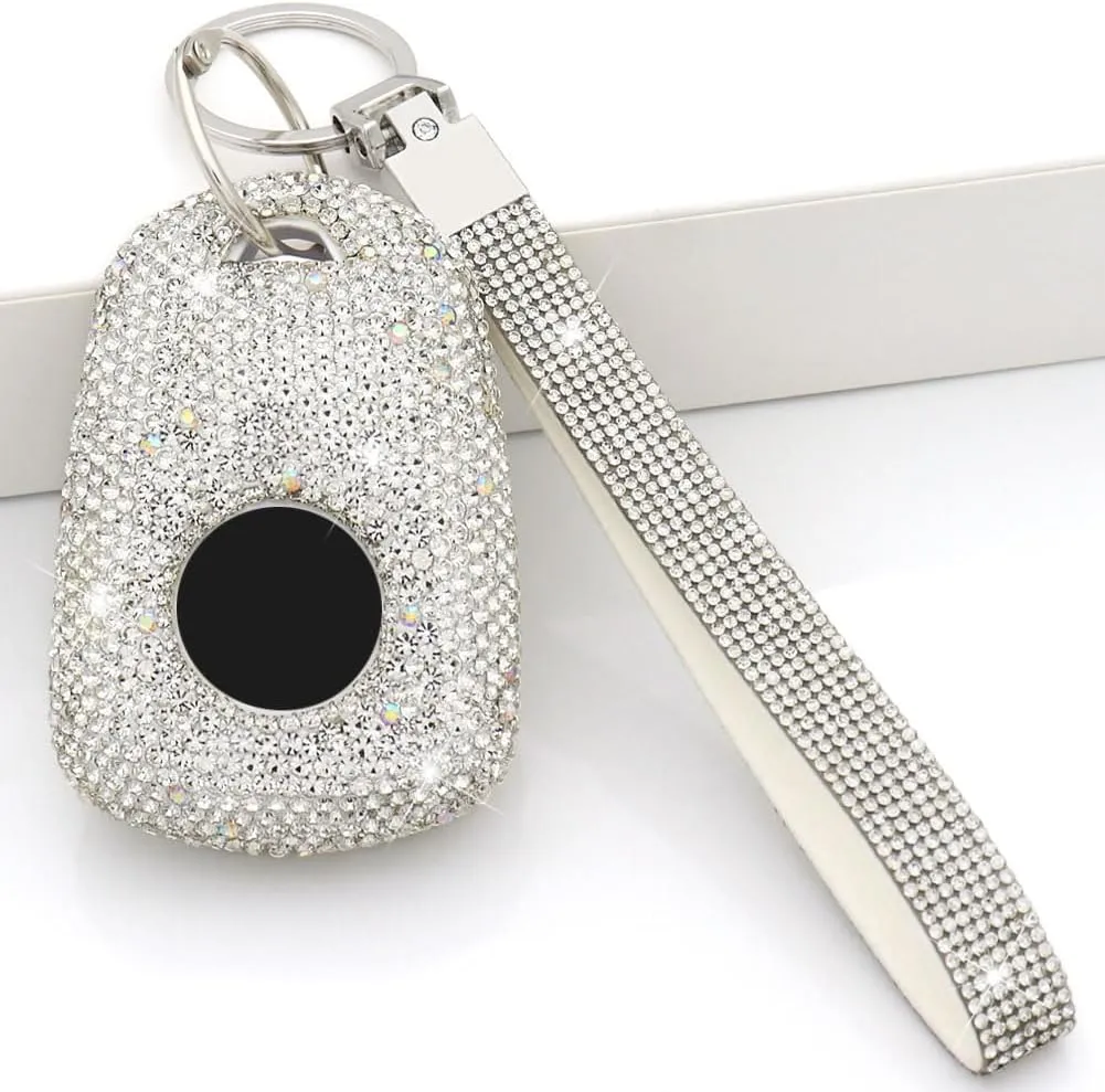 Bling Key Fob Cover Compatible with Cadillac XT4 XT5 XT6 ATS CTS SRX STS 2015-2024 Luxury Shiny Diamond Crystal Rhinestone Sparkly Key Cover Case (Sivler, Model A)