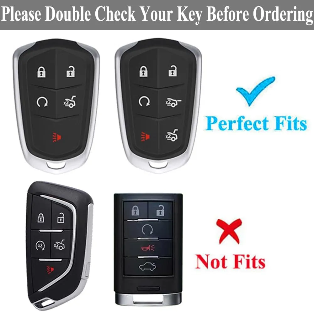 Bling Key Fob Cover Compatible with Cadillac XT4 XT5 XT6 ATS CTS SRX STS 2015-2024 Luxury Shiny Diamond Crystal Rhinestone Sparkly Key Cover Case (Sivler, Model A)