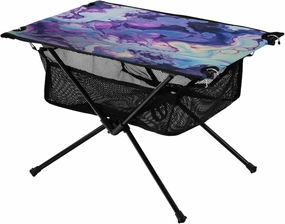 Blue Purple Ink Texture Portable Folding Camping Table, Compact Lightweight Beach Table with Carrying Bag for Outdoor Picnics, BBQs, Camp