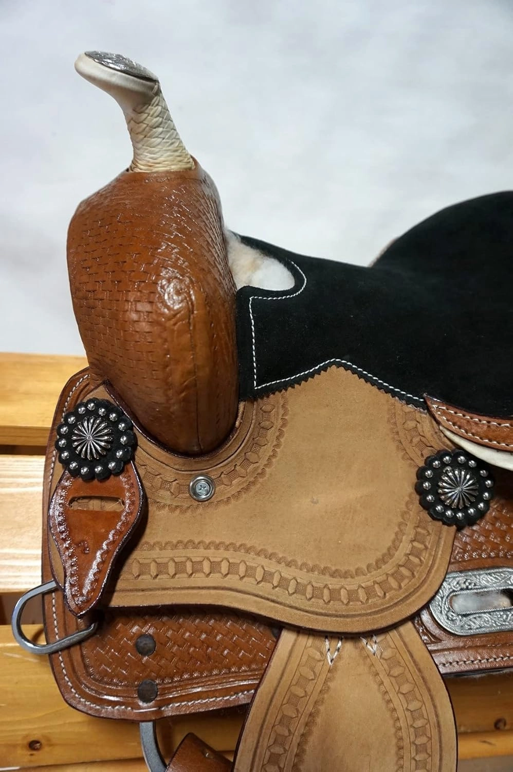 BNB International Western Barrel Racing Horse Saddles Trail Equestrian Pony & Adult Classic Quality Premium Leather for Horse Riding Size:10-18 inches Seat Available BRL222