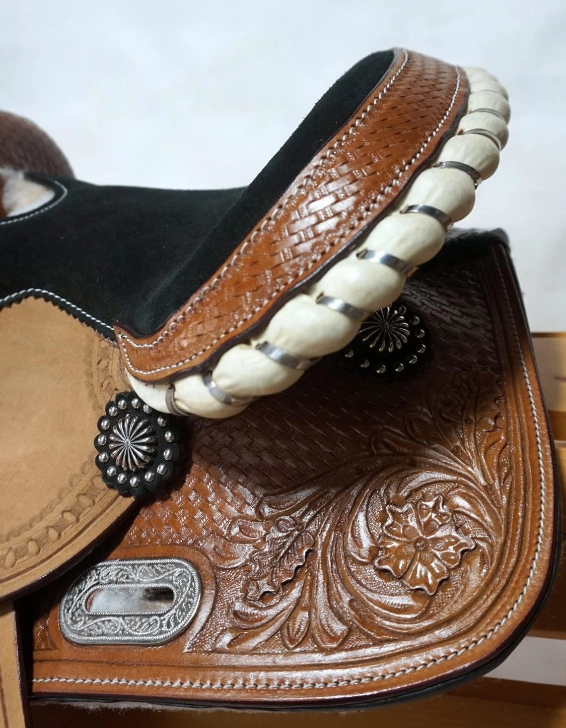 BNB International Western Barrel Racing Horse Saddles Trail Equestrian Pony & Adult Classic Quality Premium Leather for Horse Riding Size:10-18 inches Seat Available BRL222