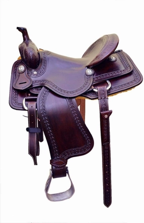 BNB International Western Barrel Racing Horse Saddles Trail Equestrian Pony & Adult Classic Quality Premium Leather for Horse Riding Size:10-18 inches Seat Available BRL272