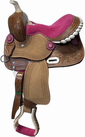 BNB International Western Barrel Racing Horse Saddles Trail Equestrian Pony & Adult Classic Quality Premium Leather for Horse Riding Size:10-18 inches Seat Available BRL289