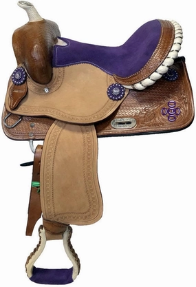 BNB International Western Barrel Racing Horse Saddles Trail Equestrian Pony & Adult Classic Quality Premium Leather for Horse Riding Size:10-18 inches Seat Available BRL292